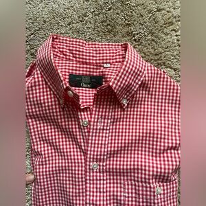 Orvis Men’s Size Large Gingham Plaid Western Casual Button Down Short Sleeve Red